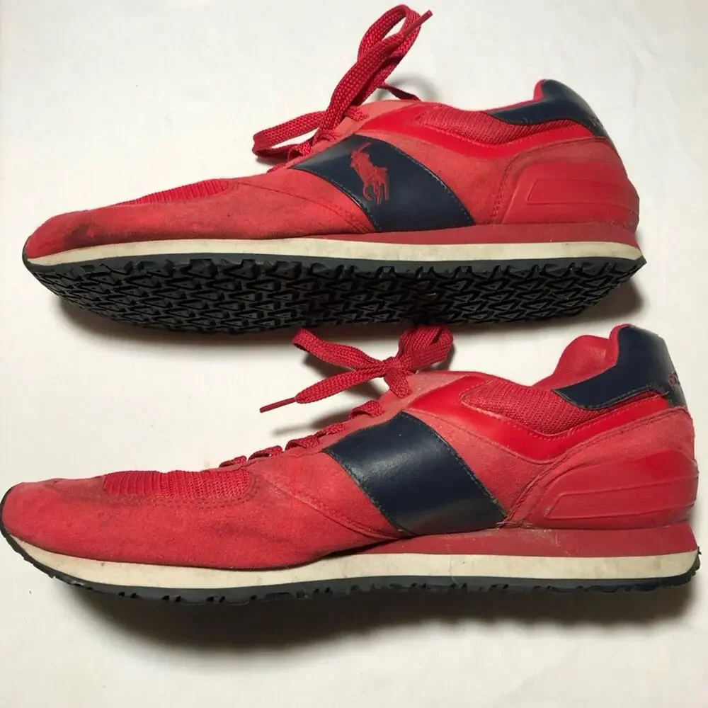 Polo Ralph Lauren sport mens slaton pony red blue lace up sneakers 14D classic